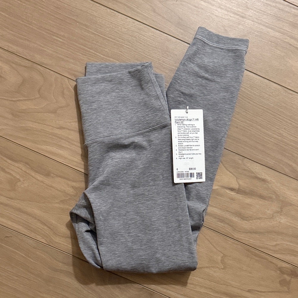 NWT lululemon align 25” legging heathered core grey size 2